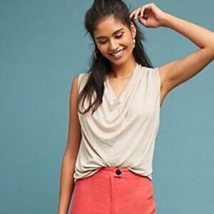 Anthropologie Akemi Kin Sleeveless Drape Neck Tibby Soft Beige Sz M #52i